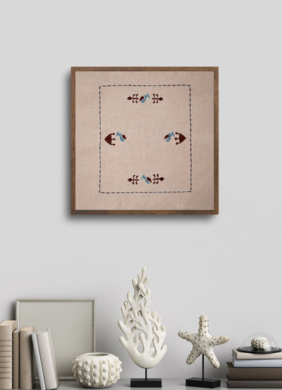 Hargila Wall Art | Hand - Embroidered Cotton Textile Artwork (Unframed) – Wall Decor on Brown Living™. SKU: UD00000187 - N. Img 1.