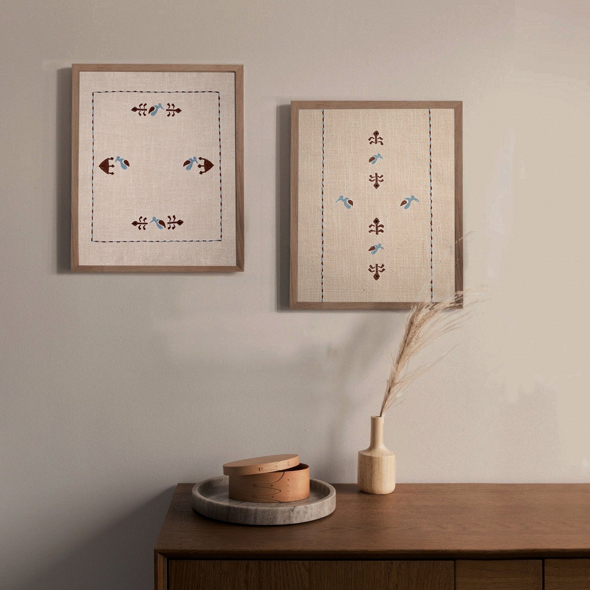 Hargila Wall Art | Hand - Embroidered Cotton Textile Artwork (Unframed) – Wall Decor on Brown Living™. SKU: UD00000187 - N. Img 2.