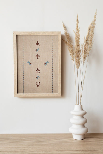 Hargila Wall Art | Hand - Embroidered Cotton Textile Artwork (Unframed) – Wall Decor on Brown Living™. SKU: UD00000188 - N. Img 3.