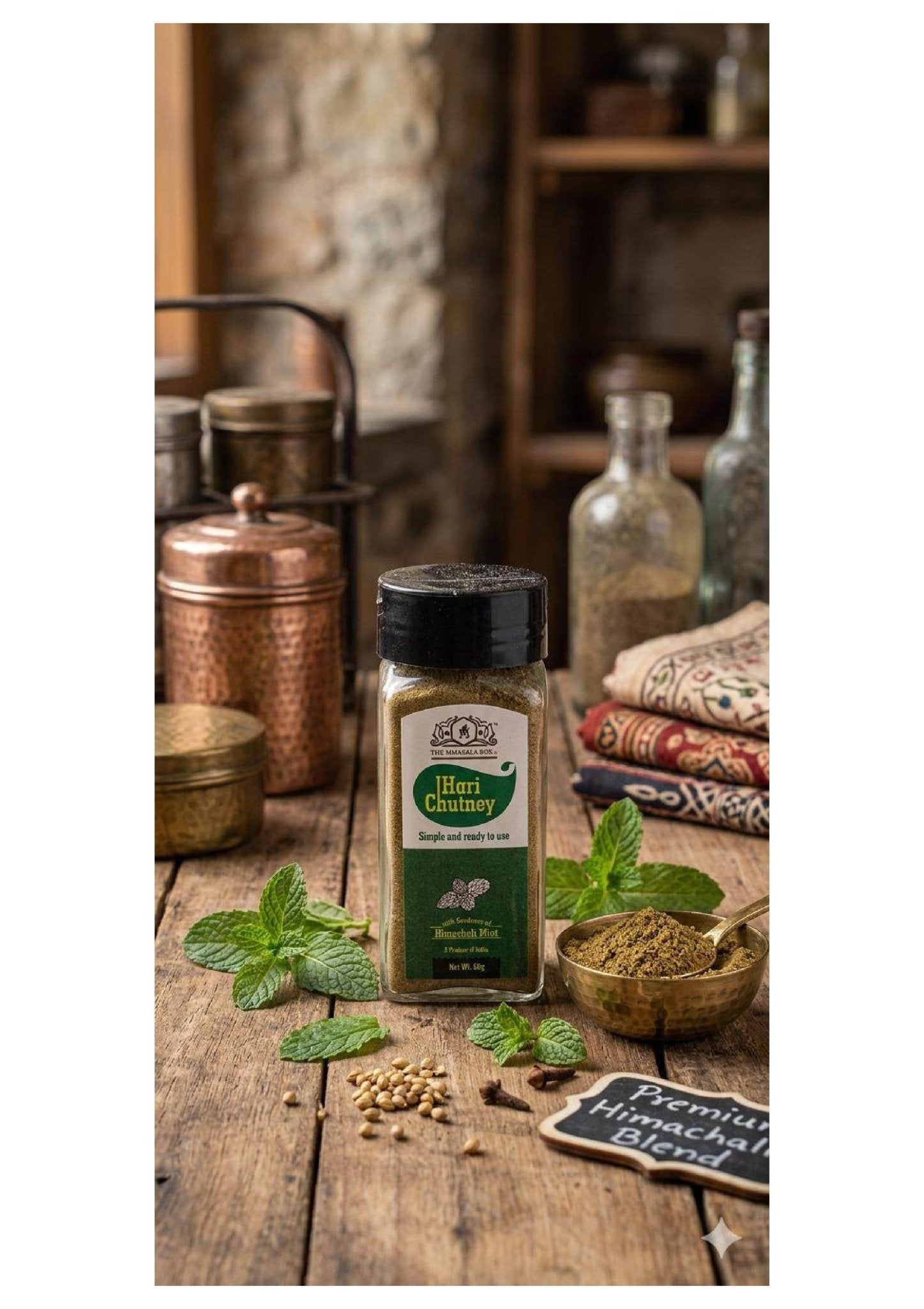 Hari Chutney Mix 60g – Fresh Green Chutney Spice Blend – Seasonings & Spices on Brown Living™. SKU: TMMBC08. Img 3.