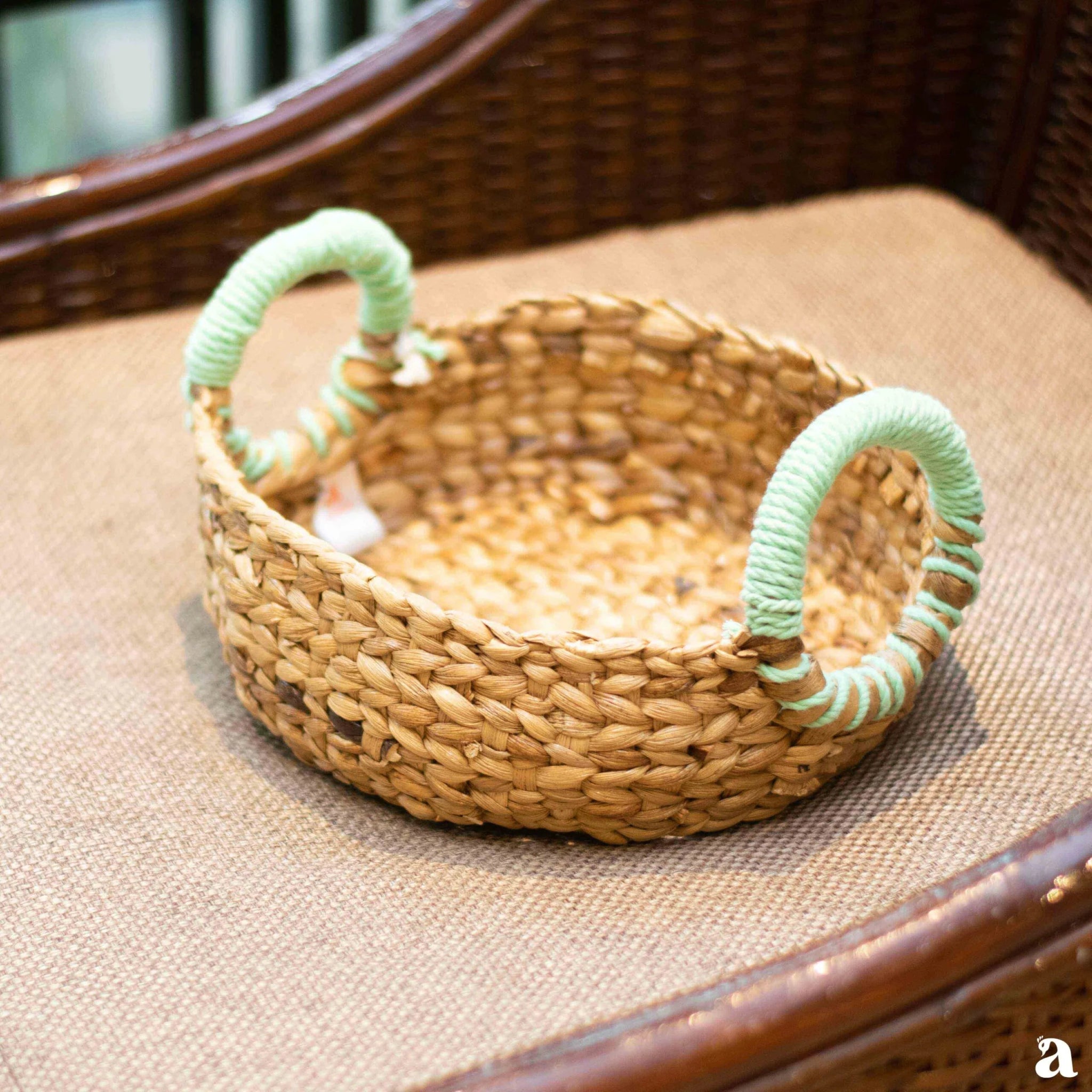 Haritah Pastel Green Oval Basket | Handcrafted Eco - Friendly Storage – Baskets & Boxes on Brown Living™. SKU: 104W. Img 1.