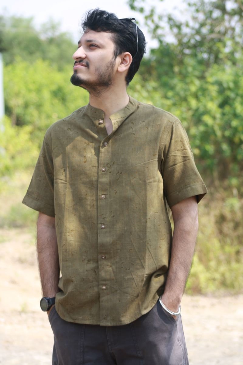 Hawa Hawaii Khadi Shirt | Light & Breathable Handwoven Cotton Shirt – Mens Shirt on Brown Living™. SKU: HHO01. Img 2.