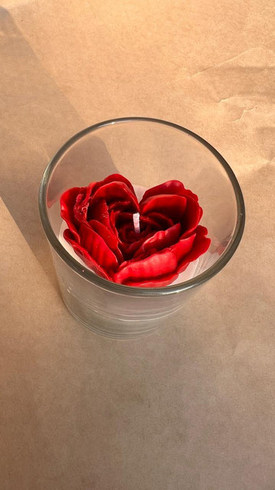 Heart Rose Glass Jar Candle | Handcrafted Romantic Scented Candle – Candles & Fragrances on Brown Living™. SKU: LUSH_0020. Img 1.