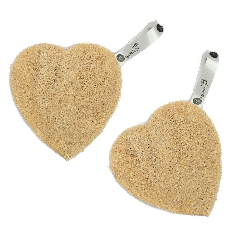 Heart Shape Natural Loofah - Pack of 2 | Verified Sustainable Body Scrub on Brown Living™