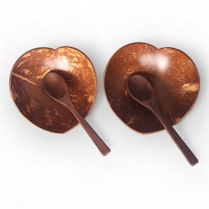 Heart Shaped Coconut Shell Bowl and Spoon Set | Verified Sustainable by Brown Living™