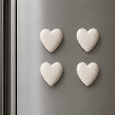 Heart White Ceramic Fridge Magnets Set of 4 – Home Decor on Brown Living™. SKU: D-400. Img 1.