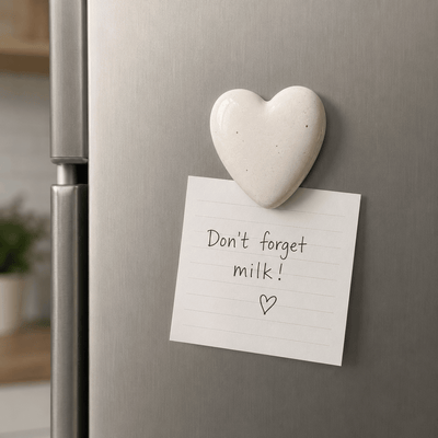 Heart White Ceramic Fridge Magnets Set of 4 – Home Decor on Brown Living™. SKU: D-400. Img 4.