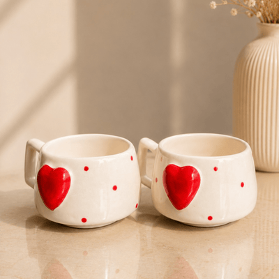 Heartfelt Duo Heart Design Ceramic Mug Set of 2 | Festive Gift – Mugs on Brown Living™. SKU: D-441. Img 7.
