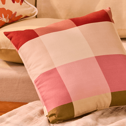 Hearth Plaid Cushion Cover | Handwoven Plaid Cushion In Natural Tones – Home Decor on Brown Living™. SKU: CU0011. Img 4.