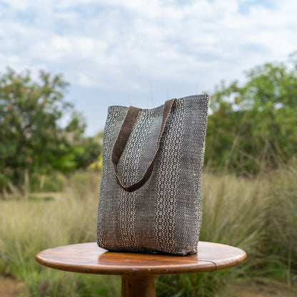 Heera Hand - Woven Tote Bag | Artisan - Made Everyday Carry Tote – Bags on Brown Living™. SKU: S22WHEETO147-CB. Img 1.