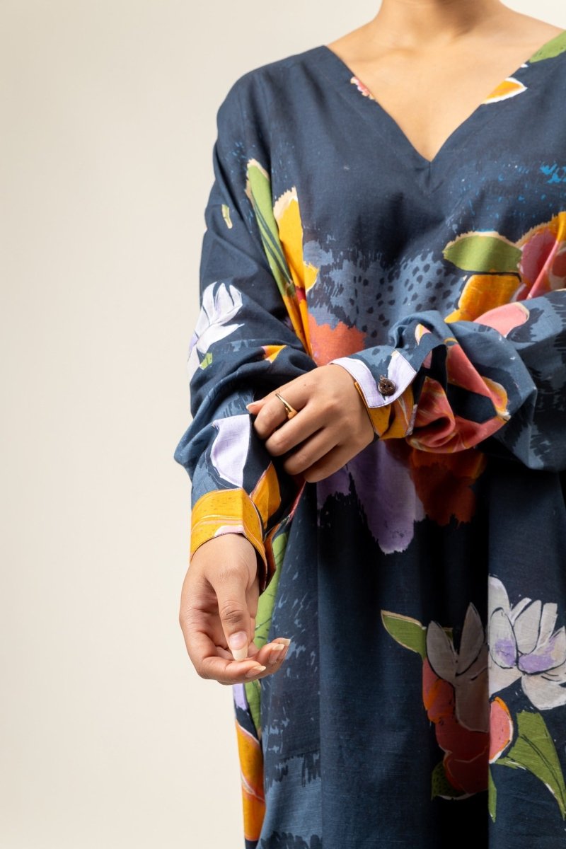 Helen Upcycled Cotton Floral Kaftan | Verified Sustainable by Brown Living™