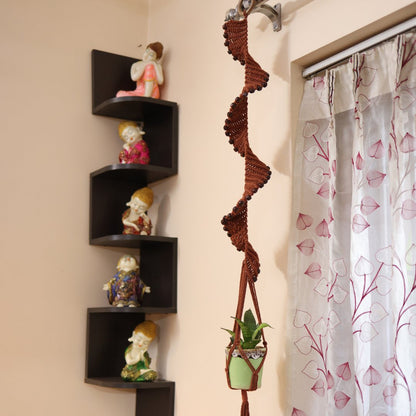 Helical Brown Macrame Plant Holder | Verified Sustainable by Brown Living™