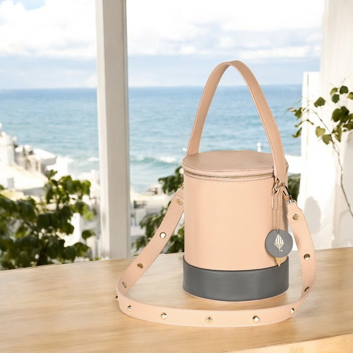 Hemera (Almond & Grey) | Women's bag made with Apple Leather – Womens Handbag on Brown Living™. SKU: BGH 5002. Img 9.