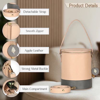 Hemera (Almond & Grey) | Women's bag made with Apple Leather – Womens Handbag on Brown Living™. SKU: BGH 5002. Img 6.