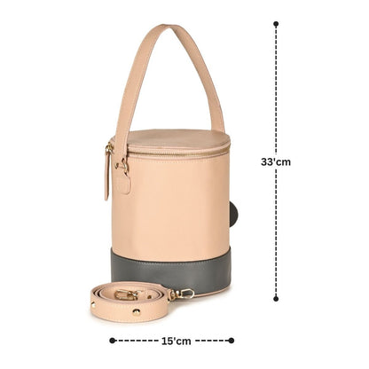 Hemera (Almond & Grey) | Women's bag made with Apple Leather – Womens Handbag on Brown Living™. SKU: BGH 5002. Img 7.