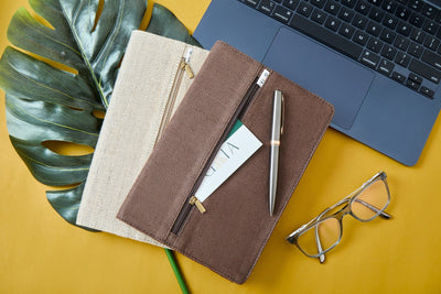 Hemp A5 Diary Cover | Eco - Friendly Notebook Sleeve – Desk Organizers on Brown Living™. SKU: GDC02-NATURAL. Img 12.