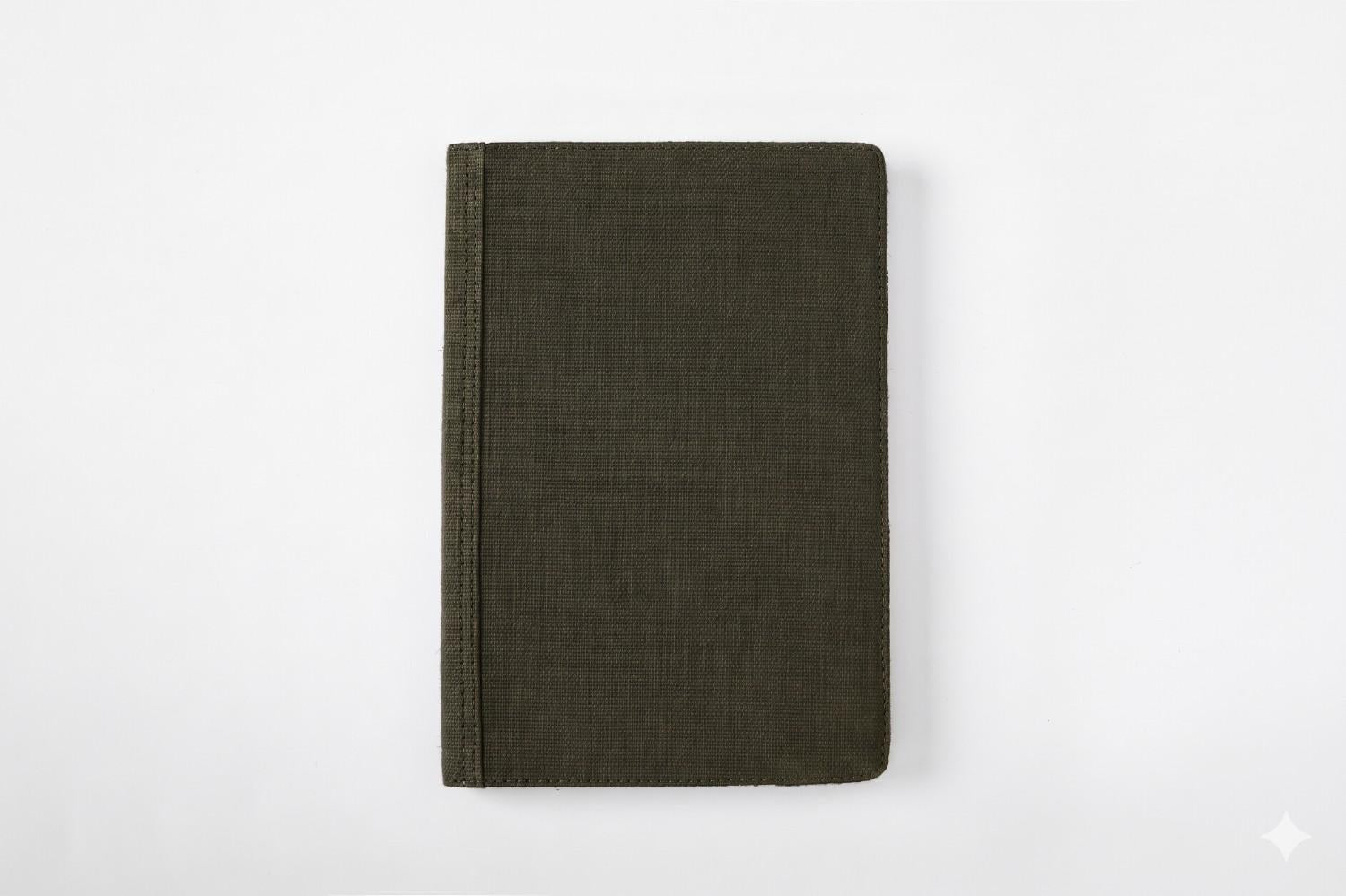 Hemp A5 Diary Cover | Eco - Friendly Notebook Sleeve – Desk Organizers on Brown Living™. SKU: GDC02-OLIVE. Img 12.