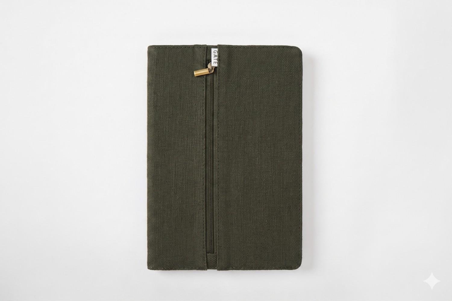 Hemp A5 Diary Cover | Eco - Friendly Notebook Sleeve – Desk Organizers on Brown Living™. SKU: GDC02-OLIVE. Img 11.