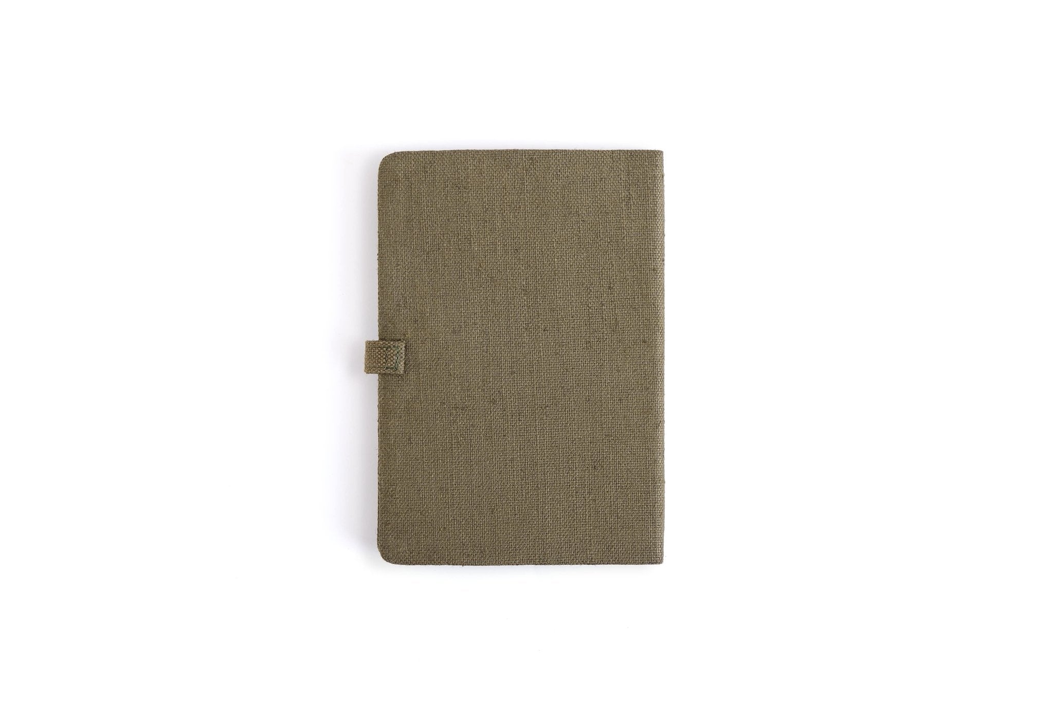 Hemp A5 Diary with Button Flap Closure | Eco - Friendly Handcrafted Note – Notebooks & Notepads on Brown Living™. SKU: GD06-OLIVE. Img 10.