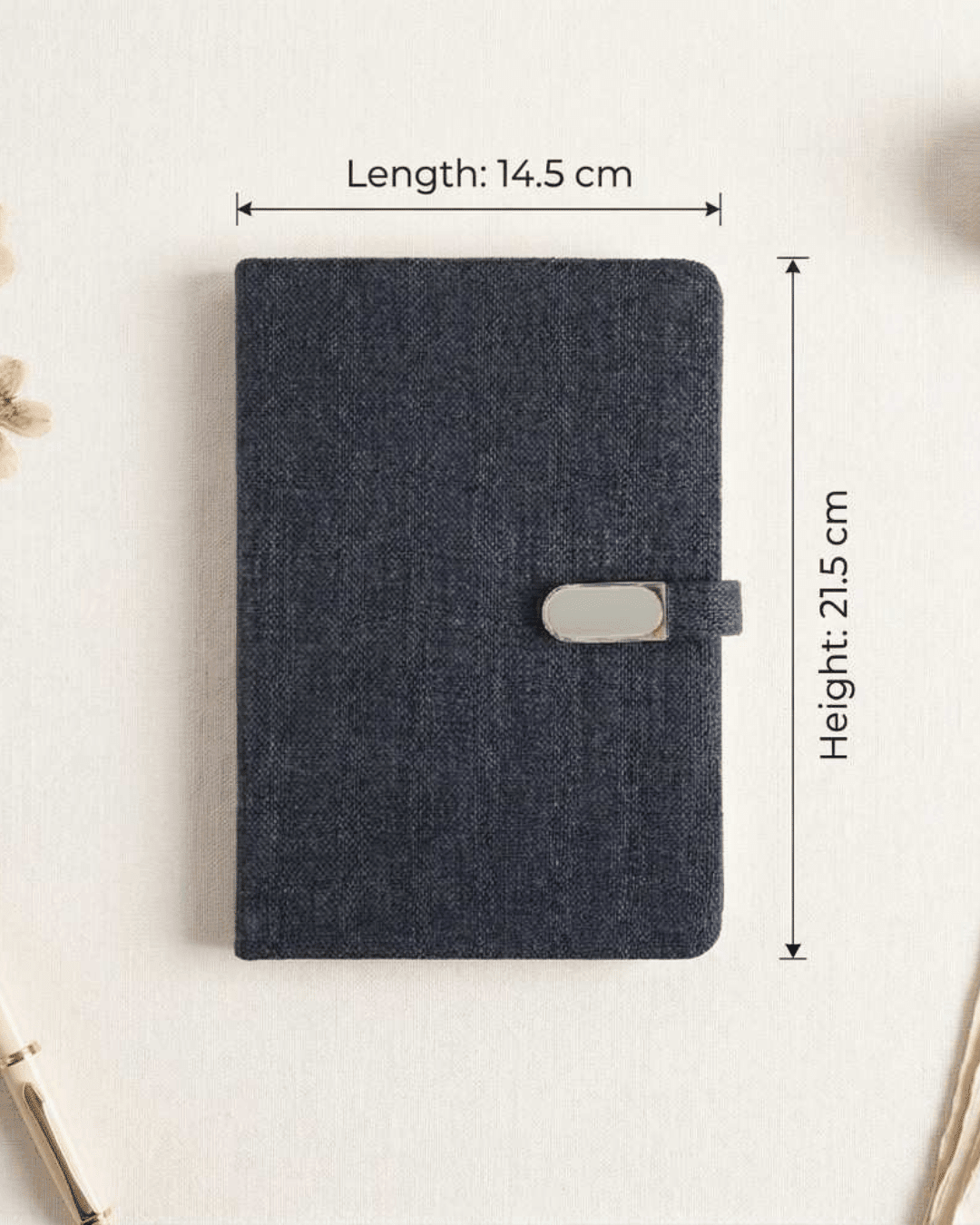 Hemp A5 Diary with Button Flap Closure | Eco - Friendly Handcrafted Note – Stationary on Brown Living™. SKU: GD06-OLIVE. Img 13.