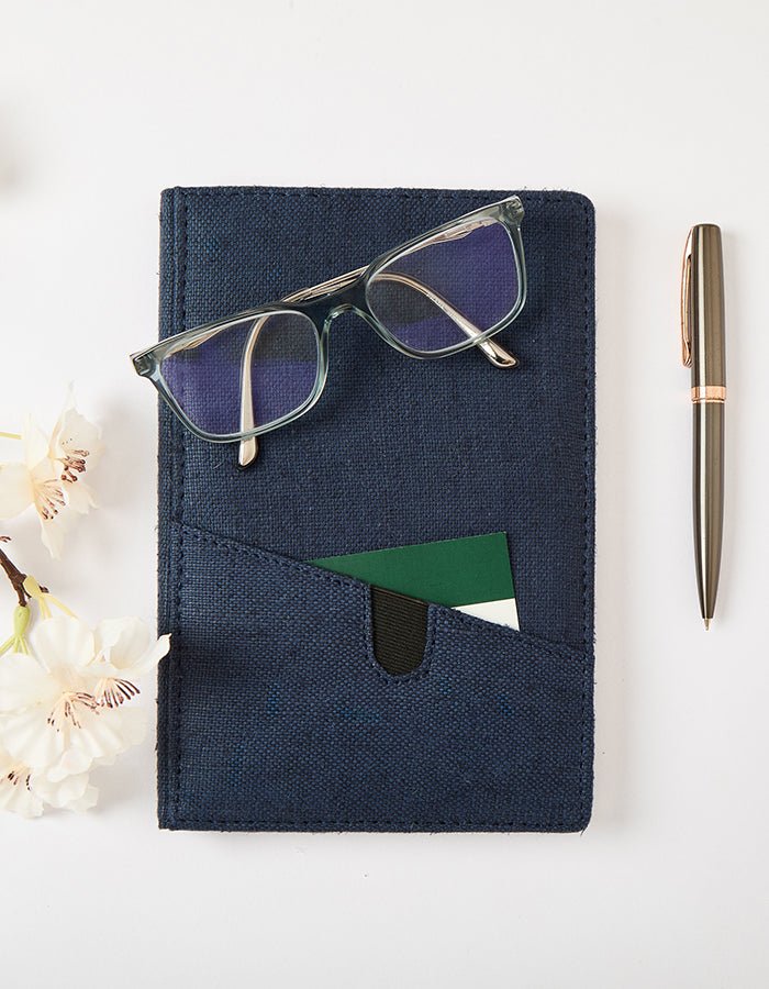 Hemp A5 Non - Dated Diary with Pocket | Eco - Friendly Handmade Journal – Notebooks & Notepads on Brown Living™. SKU: GD02-BLACK. Img 6.