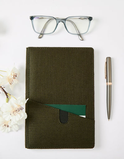 Hemp A5 Non - Dated Diary with Pocket | Eco - Friendly Handmade Journal – Notebooks & Notepads on Brown Living™. SKU: GD02-NAVYBLUE. Img 9.