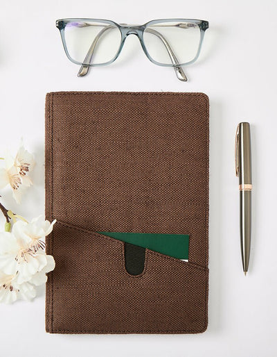 Hemp A5 Non - Dated Diary with Pocket | Eco - Friendly Handmade Journal – Notebooks & Notepads on Brown Living™. SKU: GD02-OLIVE. Img 12.