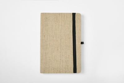Hemp A5 Notebook Diary with Elastic Lock & Pen Loop – Notebooks & Notepads on Brown Living™. SKU: GD05-NATURAL. Img 1.