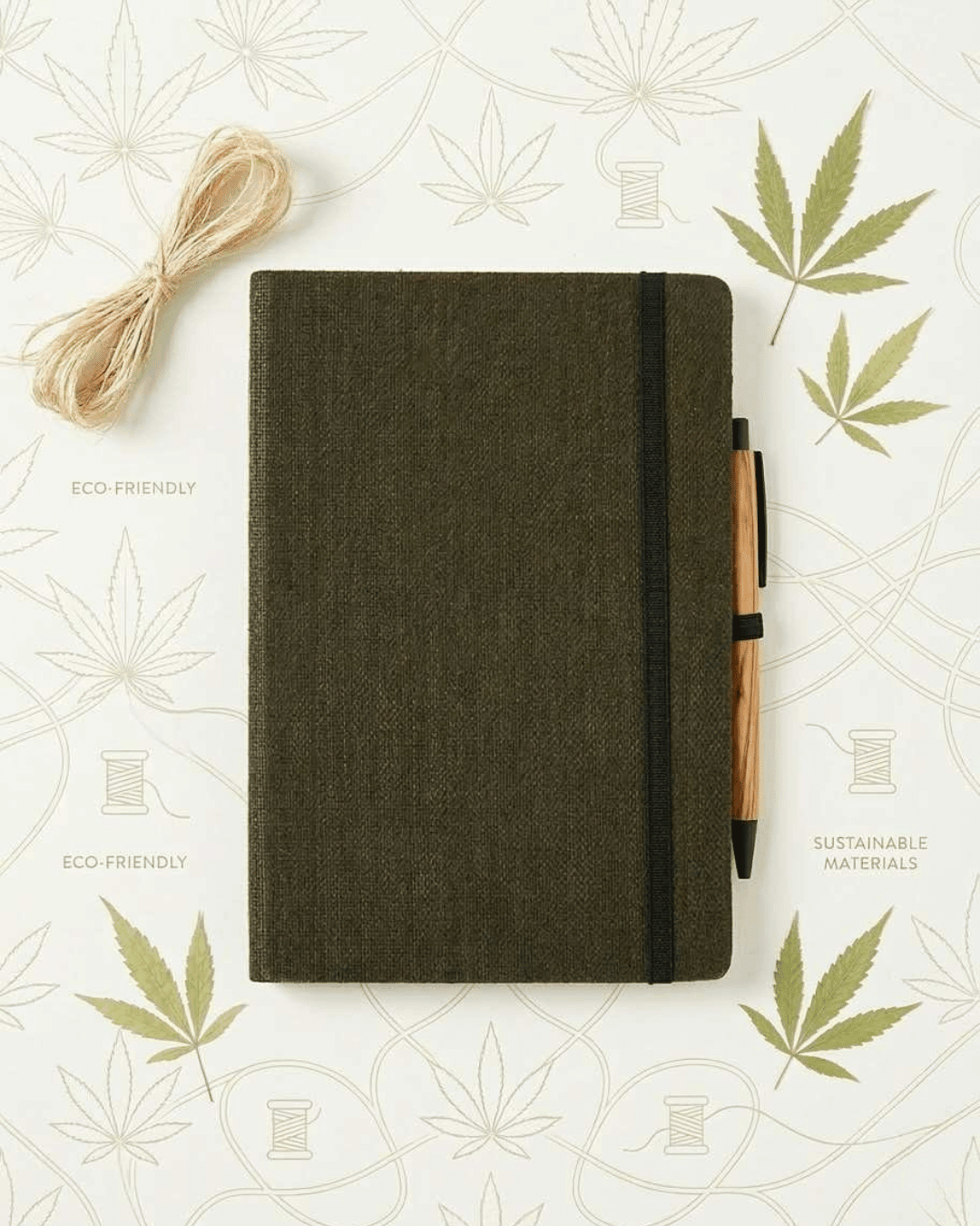 Hemp A5 Notebook Diary with Elastic Lock & Pen Loop – Notebooks & Notepads on Brown Living™. SKU: GD05-NAVYBLUE. Img 9.