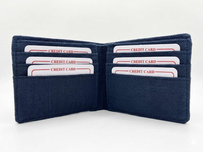 Hemp Classic Bifold Men’s Wallet Eco Friendly Minimal Wallet – Mens Wallet on Brown Living™. SKU: GWL03-NAVYBLUE. Img 9.