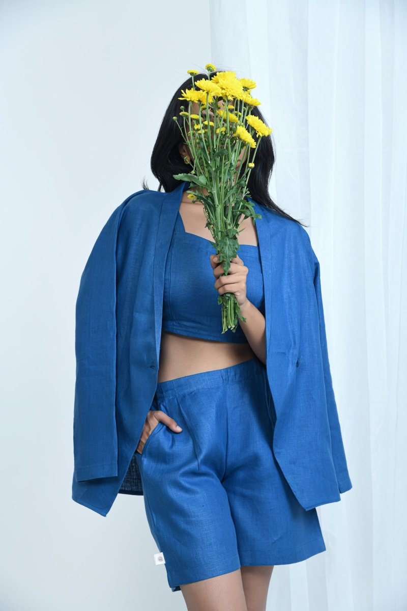 Hemp Crop Blazer For Officewear And Modern Dressing – Womens Jacket by Pravaah India available on Brown Living™. S Peach. SKU: PRA24CL2PS. Img 12.