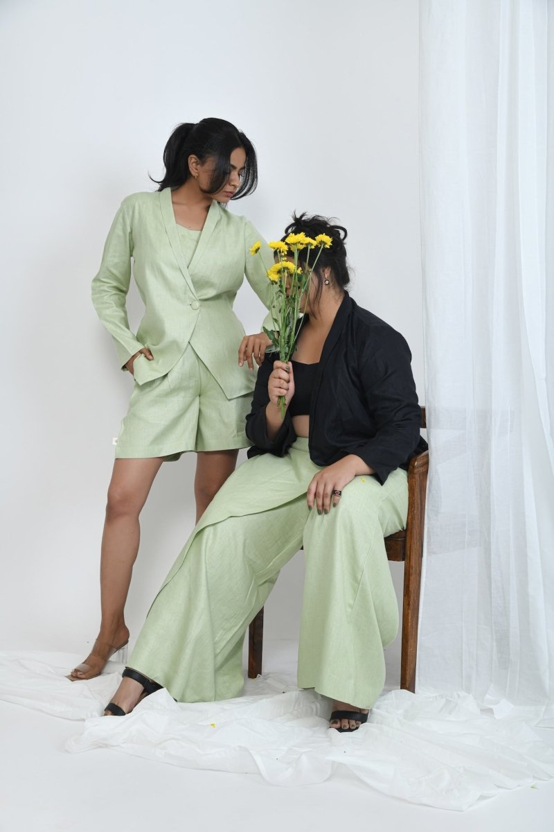 Hemp Crop Blazer For Officewear And Modern Dressing – Womens Jacket by Pravaah India available on Brown Living™. S Peach. SKU: PRA24CL2PS. Img 8.