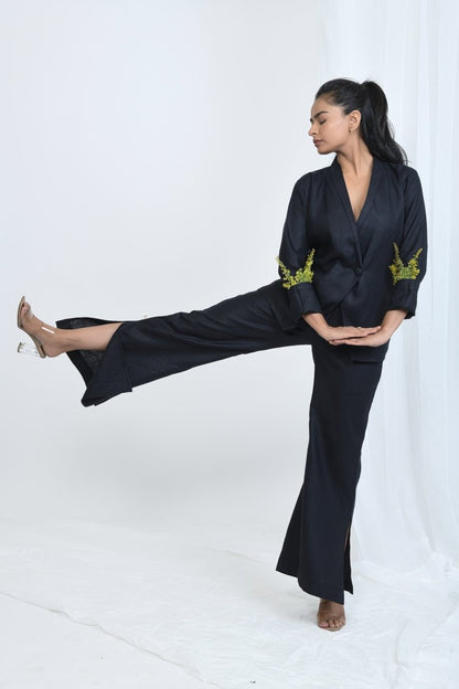 Hemp Crop Blazer For Officewear And Modern Dressing – Womens Jacket by Pravaah India available on Brown Living™. S Peach. SKU: PRA24CL2PS. Img 7.