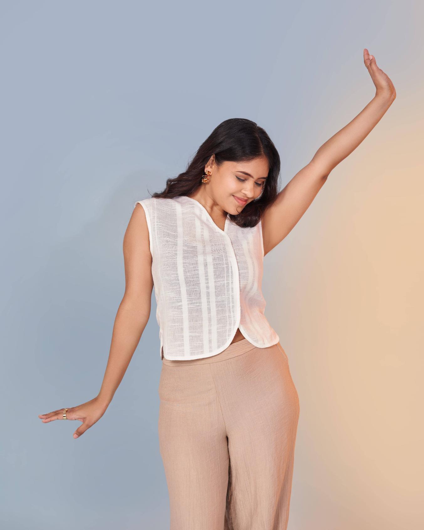 Hemp Crop Top for Women | Formal Wear I Casual Wear – Womens Top on Brown Living™. SKU: PD-02. Img 2.