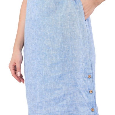 Hemp Denim Blue Dress – Womens Dress on Brown Living™. SKU: GD02-SKYBLUE-S. Img 6.