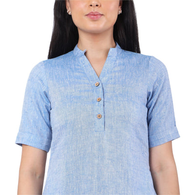 Hemp Denim Blue Dress – Womens Dress on Brown Living™. SKU: GD02-SKYBLUE-S. Img 4.