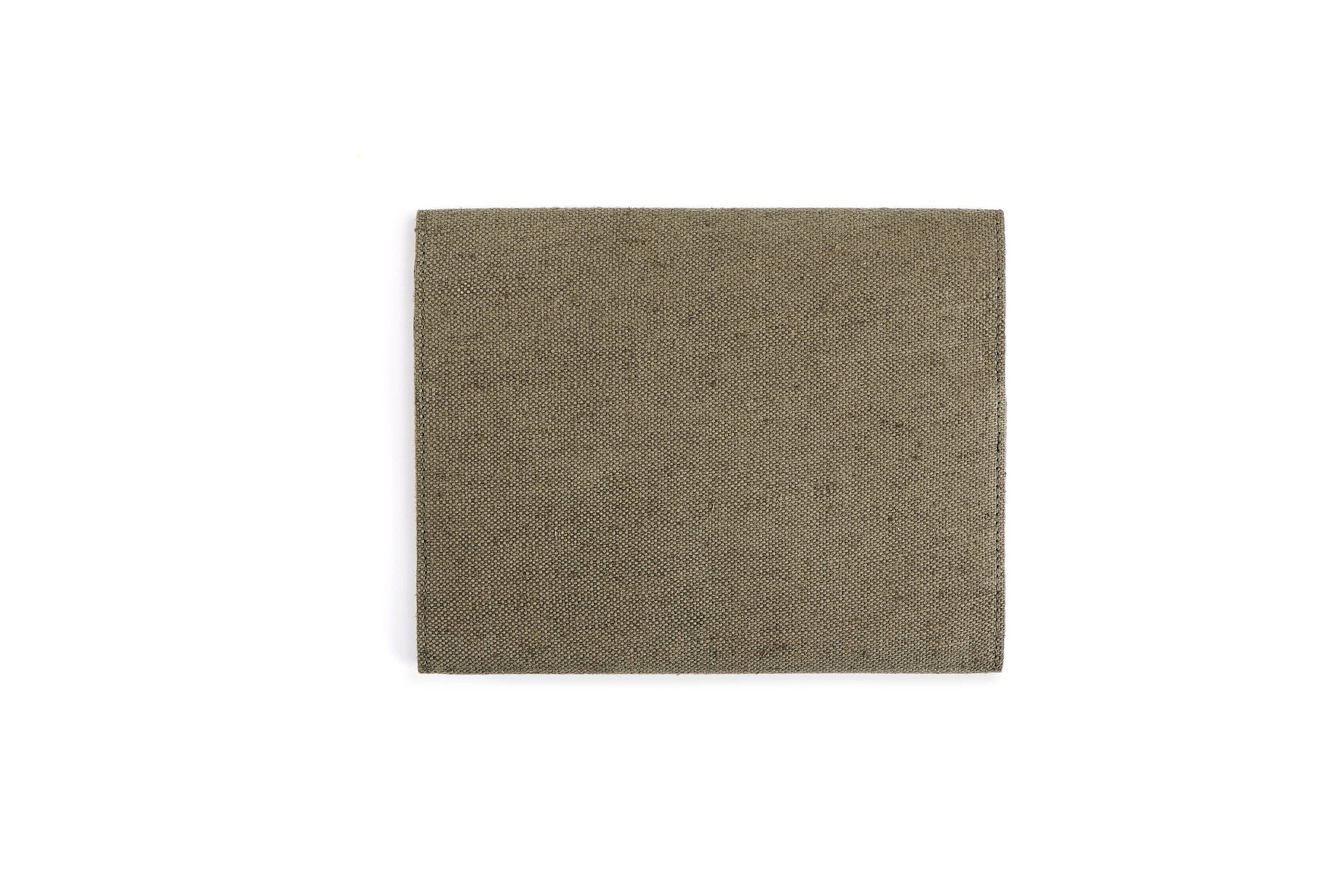 Hemp Diary Organiser | Handcrafted Hemp Fabric Notebook Holder – Organizers on Brown Living™. SKU: GDO01-OLIVE. Img 9.