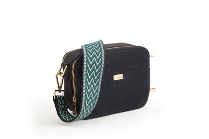 Hemp Double Pocket Sling Bag | Crossbody Sling for Everyday Use – Bags on Brown Living™. SKU: GSB01-BLACK. Img 2.