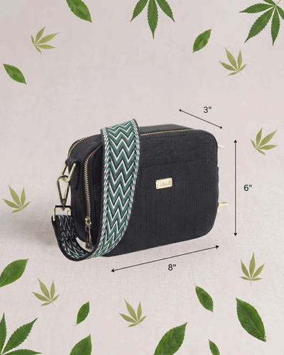 Hemp Double Pocket Sling Bag | Crossbody Sling for Everyday Use – Bags on Brown Living™. SKU: GSB01-BLACK. Img 9.
