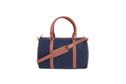 Hemp Duffle Bag | Eco - Friendly Travel & Gym Bag – Travel Duffel on Brown Living™. SKU: GDB01-NAVYBLUE. Img 4.