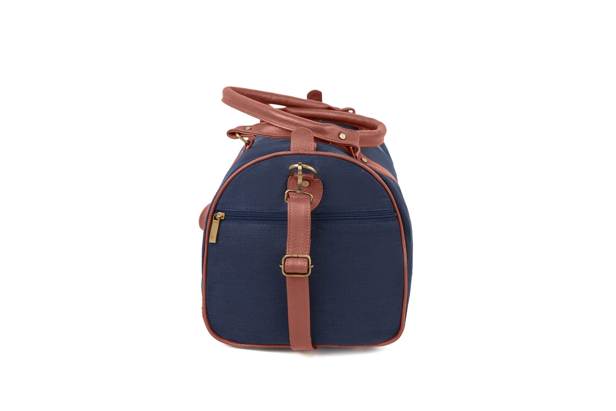 Hemp Duffle Bag | Eco - Friendly Travel & Gym Bag – Travel Duffel on Brown Living™. SKU: GDB01-NAVYBLUE. Img 6.