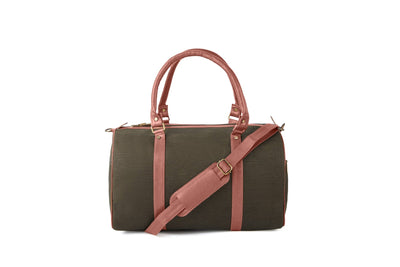 Hemp Duffle Bag | Eco - Friendly Travel & Gym Bag – Travel Duffel on Brown Living™. SKU: GDB01-OLIVE. Img 7.