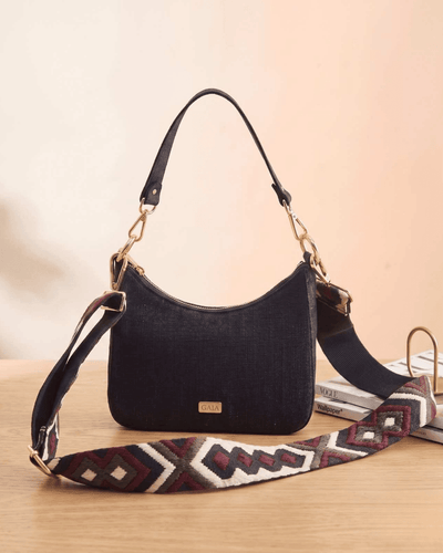 Hemp Lunar Shoulder Sling Bag | Eco - Friendly Everyday Crossbody – Bags on Brown Living™. SKU: GSB02-BLACK. Img 8.