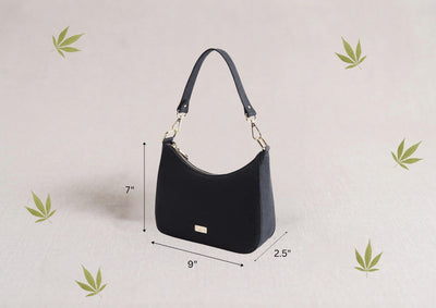Hemp Lunar Shoulder Sling Bag | Eco - Friendly Everyday Crossbody – Bags on Brown Living™. SKU: GSB02-BLACK. Img 9.
