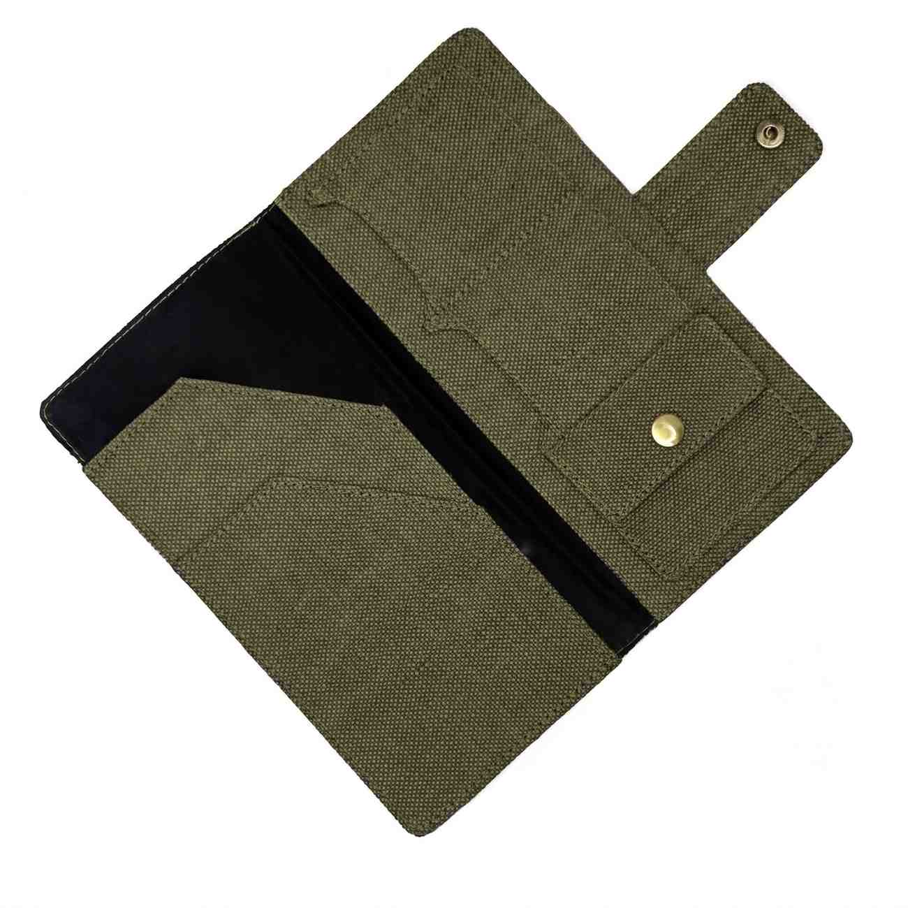 Hemp Multi - Utility Passport Holder | Eco - Friendly Travel Organizer – Passport Wallet on Brown Living™. SKU: GPH02-OLIVE. Img 11.