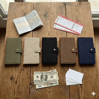 Hemp Multi - Utility Passport Holder | Eco - Friendly Travel Organizer – Passport Wallet on Brown Living™. SKU: GPH02-OLIVE. Img 6.