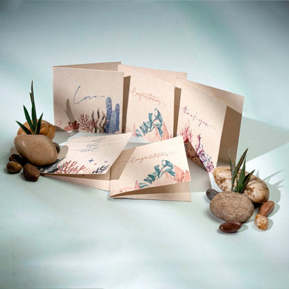 Hemp Paper Gift Cards | Set 5 Envelopes | Uttarakhand, Samudra & Pushp – Greeting & Note Cards by Pravaah India available on Brown Living™. Samudra Gift Cards Set . SKU: PRA23ST01GC. Img 7.