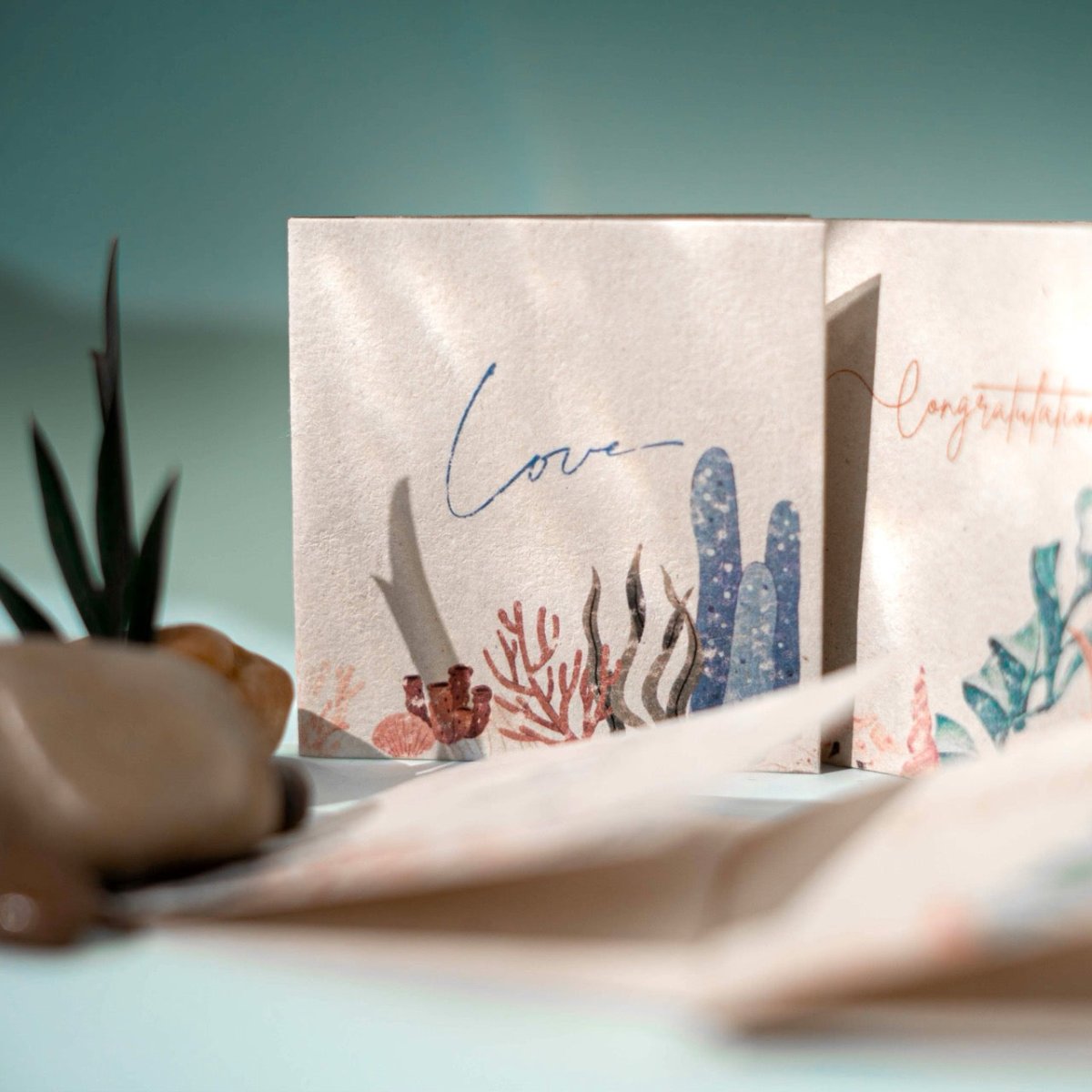 Hemp Paper Gift Cards | Set 5 Envelopes | Uttarakhand, Samudra & Pushp – Greeting & Note Cards by Pravaah India available on Brown Living™. Samudra Gift Cards Set . SKU: PRA23ST01GC. Img 3.