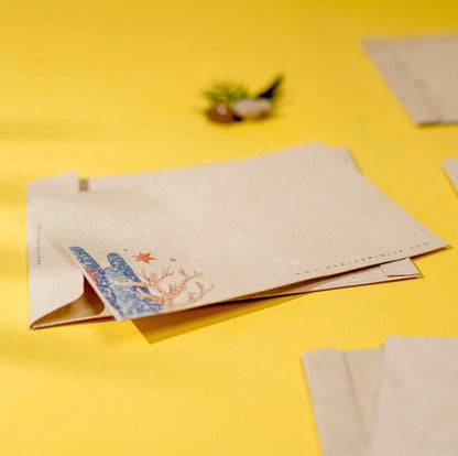 Hemp Paper Note Cards | Set 5 Envelopes | Uttarakhand, Samudra & Pushp – Greeting & Note Cards by Pravaah India available on Brown Living™. Samudra Note Cards Set . SKU: PRA23ST01NC. Img 6.
