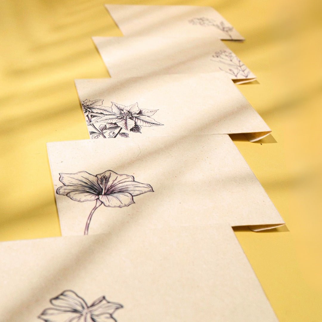 Hemp Paper Note Cards | Set 5 Envelopes | Uttarakhand, Samudra & Pushp – Greeting & Note Cards by Pravaah India available on Brown Living™. Uttarakhand Note Cards Set . SKU: PRA23ST02NC. Img 14.